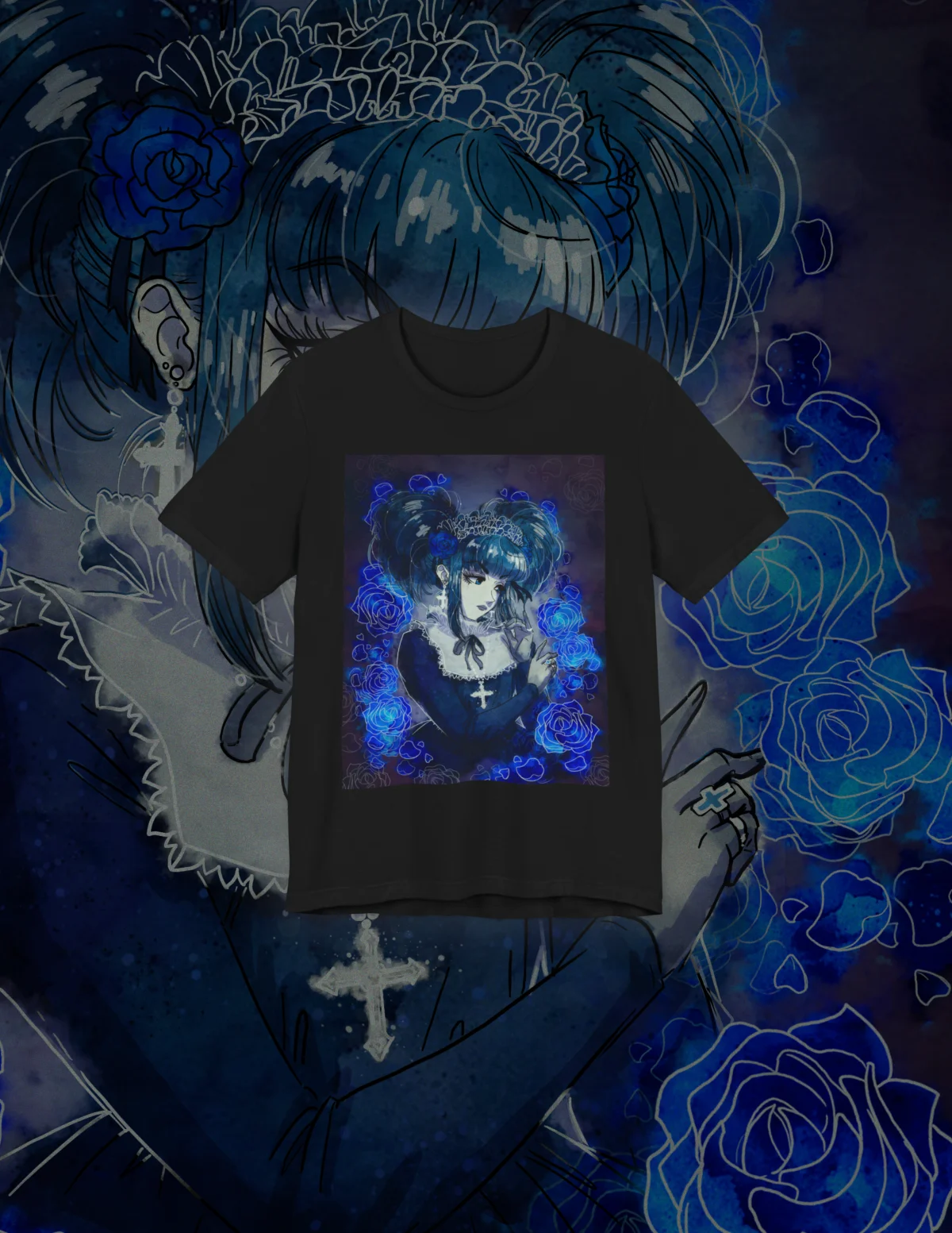Blue Gothic Lolita T-shirt