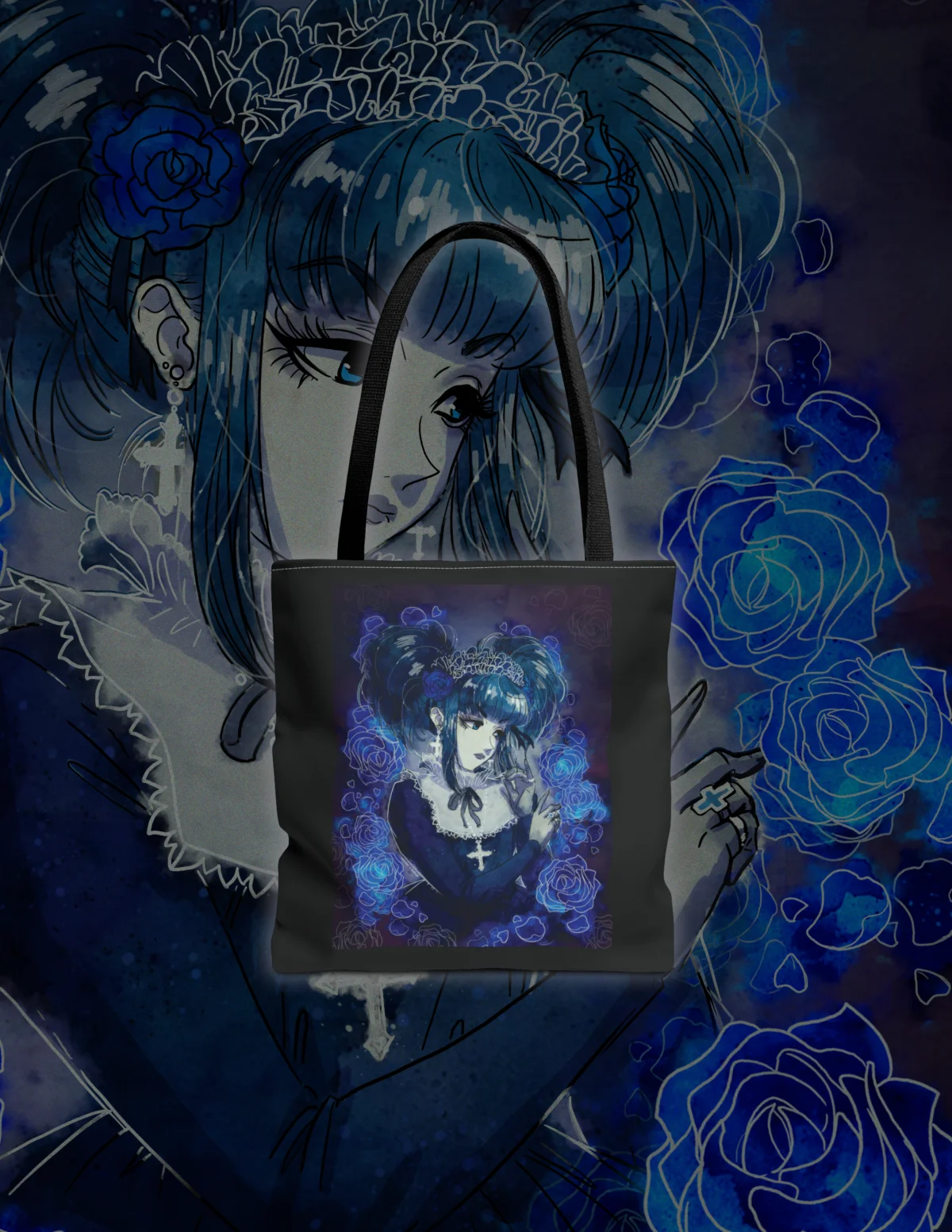 Blue Gothic Lolita Tote Bag